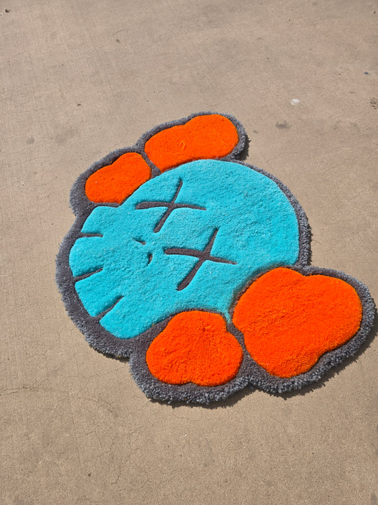 1. Custom Teal & Orange KAWS-Inspired Rug