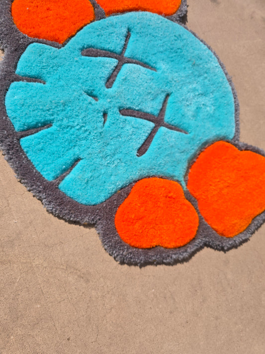 1. Custom Teal & Orange KAWS-Inspired Rug